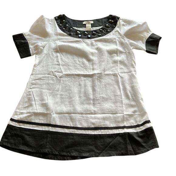 DV❤️DN White & Black Embellished Tunic Blouse Size Small Y2K - Picture 4 of 8